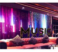 rskjdghshd Papier Peint Mode Bleu Violet Cool Streamer Musique Danse Thème Bar Restaurant Occidental Fond Mural Après-midi Thé Café Papier Peint,3D,200x140cm