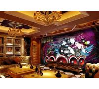 rskjdghshd Papier Peint Mode Cool Espace Musique Danse Thème Bar Restaurant Occidental Fond Mural Après-midi Thé Café Papier Peint,3D,400x280cm