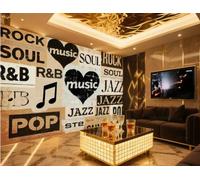 rskjdghshd Papier Peint Mode Notes De Rock Peintes À La Main Musique À La Mode Thème Bar Restaurant Occidental Fond Mural Après-midi Thé Café Papier Peint,3D,430x300cm