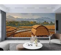 rskjdghshd Papier Peint Moderne Abstrait Art De Montagne Récolte D'automne Champ De Riz Paysage Peinture TV Canapé Salon Fond Mur Salle À Manger Chambre Salle D'étude Murale,3D,200x140cm