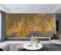 rskjdghshd Papier Peint Moderne Art Jaune Terreux Récolte D'automne Texture De Saule Pleureur Peinture À L'huile TV Canapé Fond Mur Chambre Salon Étude Murale,3D,250x175cm
