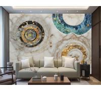 rskjdghshd Papier Peint Moderne Ciel Étoilé Bleu Doré Art Plaque Suspendue Motif Marbre Peinture TV Canapé Fond Mur Chambre Salon Salle D'étude Murale,3D,300x210cm