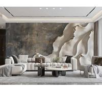 rskjdghshd Papier Peint Moderne Ciment Gris, Art Abstrait, Peinture Ondulée, Mur De Fond De Canapé TV, Chambre À Coucher, Salon, Salle D'étude,3D,250x175cm