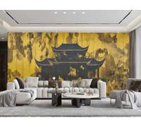 rskjdghshd Papier Peint Moderne Curcuma Architecture Palais Art Peinture À L'encre Verticale TV Canapé Fond Mur Chambre Salon Étude Murale,3D,150x105cm