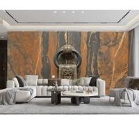 rskjdghshd Papier Peint Moderne Doré Art Heurtoir De Porte Boucle De Sécurité Roche Marbre Peinture TV Canapé Fond Mur Chambre Salon Salle D'étude Murale,3D,400x280cm