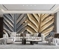 rskjdghshd Papier Peint Moderne Doré Feuille De Palmier, Texture Artistique, Peinture De Roche, Mur De Fond De Canapé TV, Chambre À Coucher, Salon, Étude Murale,3D,150x105cm
