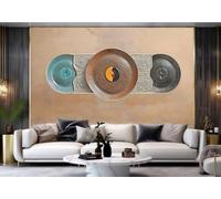 rskjdghshd Papier Peint Moderne En Argile Tai Chi Marron Et Rouge, Plaque Suspendue, Texture De Marbre, Peinture Murale De Fond De Canapé TV, Chambre À Coucher, Salon, Salle D'étude,3D,200x140cm