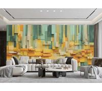 rskjdghshd Papier Peint Moderne En Trois Dimensions Bande Jaune En Trois Dimensions Motif Géométrique Orange Et Vert TV Canapé Salon Fond Mur Restaurant Chambre Salle D'étude Murale,3D,400x280cm