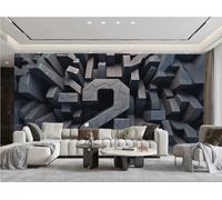 rskjdghshd Papier Peint Moderne En Trois Dimensions Lettres Noires Pierre Roche Motif Géométrique TV Canapé Salon Fond Mur Salle À Manger Chambre Salle D'étude Murale,3D,250x175cm