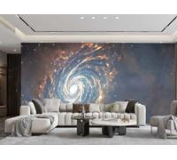 rskjdghshd Papier peint moderne et esthétique représentant un ciel étoilé galactique, idéal pour le mur derrière un canapé, dans une chambre, un salon ou un bureau ; 3D ; 300 x 210 cm