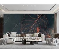 rskjdghshd Papier Peint Moderne Minimaliste Art Feuille D'orange Texture Marbre Peinture Salon Chambre Fond Mur Papier Peint Hôtel Restaurant Café Mural,3D,200x140cm