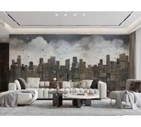 rskjdghshd Papier Peint Moderne Minimaliste Art Ligne Dorée Géométrique Ville Silhouette Motif TV Canapé Salon Fond Mur Restaurant Chambre Salle D'étude Murale,3D,250x175cm