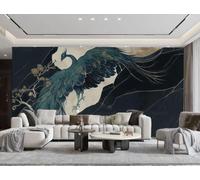 rskjdghshd Papier Peint Moderne Minimaliste Art Vert Paon Relief Bleu Foncé Marbre Peinture Salon Chambre Fond Mur Papier Peint Hôtel Restaurant Café Mural,3D,200x140cm