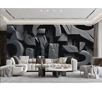 rskjdghshd Papier Peint Moderne Minimaliste En Trois Dimensions Chiffres Noirs Rock Motif Géométrique TV Canapé Salon Fond Mur Salle À Manger Chambre Salle D'étude Murale,3D,150x105cm