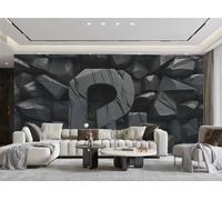 rskjdghshd Papier Peint Moderne Minimaliste En Trois Dimensions Lettres Noires Motif Géométrique Rock TV Canapé Salon Fond Mur Salle À Manger Chambre Salle D'étude Murale,3D,300x210cm