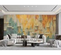 rskjdghshd Papier Peint Moderne Minimaliste Orange Et Vert En Trois Dimensions Motif Géométrique De Montagne Peinture TV Canapé Salon Fond Mur Restaurant Chambre Salle D'étude Murale,3D,200x140cm
