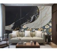 rskjdghshd Papier Peint Moderne Minimaliste Passage Du Temps Lotus Art Marbre Motif TV Canapé Fond Mur Chambre Salon Salle D'étude Murale,3D,150x105cm