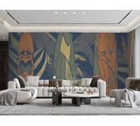 rskjdghshd Papier Peint Moderne Minimaliste Rétro Totem Art Feuille Texture Paysage Peinture Salon Chambre Fond Mur Papier Peint Hôtel Restaurant Café Mural,3D,150x105cm