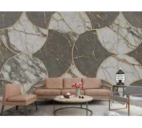 rskjdghshd Papier Peint Moderne Mode Ligne Dorée Marron Clair Artistique Bloc De Couleur Collage Motif Marbre Gris Et Blanc TV Canapé Fond Mur Chambre Salon Étude Murale,3D,150x105cm