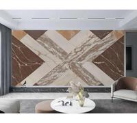 rskjdghshd Papier Peint Moderne Mode Marron Foncé Art Géométrique Collage Motif Marbre TV Canapé Fond Mur Chambre Salon Salle D'étude Murale,3D,150x105cm