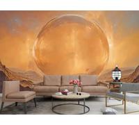 rskjdghshd Papier Peint Moderne Mode Orange Art Montagne Perle Texture Paysage Peinture TV Canapé Fond Mur Chambre Salon Étude Murale,3D,200x140cm