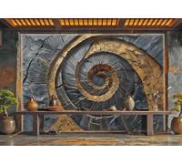 rskjdghshd Papier Peint Moderne Relief Réincarnation Spirale Doré Art Texture Roche Paysage Peinture TV Canapé Fond Mur Chambre Salon Étude Murale,3D,150x105cm