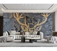 rskjdghshd Papier Peint Moderne, Roche Noire, Cerf Doré, Texture De Pierre, Peinture Murale De Fond De Canapé TV, Chambre À Coucher, Salon, Étude Murale,3D,430x300cm