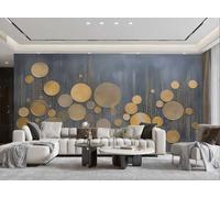 rskjdghshd Papier Peint Moderne Simple En Trois Dimensions Étoiles Dorées Circulaire Motif D'anneau Annuel TV Canapé Salon Fond Mur Restaurant Chambre Salle D'étude Murale,3D,430x300cm