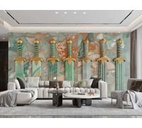 rskjdghshd Papier Peint Moderne Vert Épée De Jade, Peinture De Marbre De Roche, Mur De Fond De Canapé TV, Chambre À Coucher, Salon, Étude Murale,3D,300x210cm