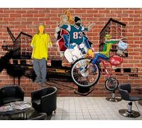rskjdghshd Papier peint mural 3D sur le thème de la musique hip-hop et rock pour restaurants et cafés, 350 x 245 cm