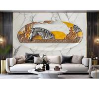 rskjdghshd Papier Peint Mural Avec Plaque Suspendue, Art Cheval Moderne, Motif Marbre, Arrière-plan De Canapé TV, Chambre À Coucher, Salon, Salle D'étude,3D,350x245cm