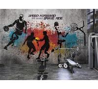 rskjdghshd Papier peint mural en ciment, graffiti peint à la main, sports de basket-ball, peinture décorative, café, restaurant, fresque murale, 3D, 150x105cm