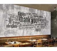 rskjdghshd Papier peint mural en ciment peint à la main, peinture décorative anglaise bonjour, café, restaurant, 3D, 300x210cm