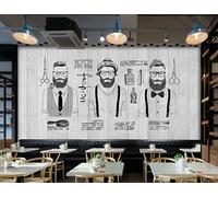 rskjdghshd Papier peint nostalgique rétro panneau de bois salon de coiffure salon de beauté peinture décorative café restaurant mural, 3D, 200x140cm