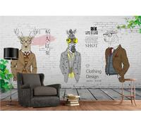 rskjdghshd Papier peint peint à la main abstrait animal vêtements magasin centre commercial décoration peinture café restaurant mural, 3D, 430x300cm