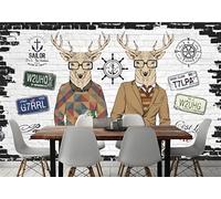 rskjdghshd Papier peint peint à la main abstrait animal vêtements magasin centre commercial décoration peinture café restaurant mural, 3D, 400x280cm