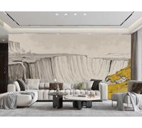 rskjdghshd Papier Peint Peint À La Main Art Nostalgique Montagne Eau Qui Coule Cascade Paysage Peinture TV Canapé Salon Fond Mur Restaurant Chambre Salle D'étude Murale,3D,300x210cm