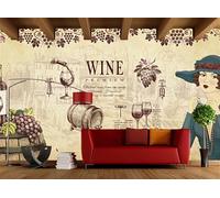 rskjdghshd Papier peint peint à la main raisin vintage tonneau en bois bar cave peinture décorative café restaurant mural, 3D, 400x280cm