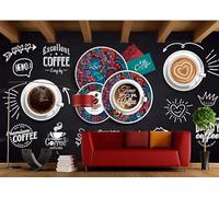 rskjdghshd Papier peint peint à la main tableau noir café fleur disque lettre décoration peinture café restaurant mural, 3D, 200x140cm