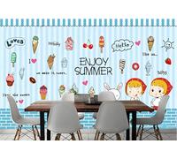 rskjdghshd Papier peint peint à la main thé de l'après-midi boisson froide pâtisserie décoration peinture café restaurant mural, 3D, 400x280cm