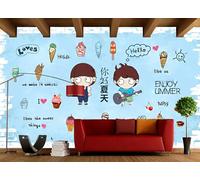 rskjdghshd Papier peint peint à la main thé de l'après-midi boisson froide pâtisserie décoration peinture café restaurant mural, 3D, 250x175cm