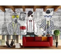 rskjdghshd Papier peint personnalité peint à la main abstrait animal vêtements magasin bar salon décoration peinture café restaurant mural, 3D, 300x210cm