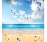 rskjdghshd Papier Peint Photo 3D Ciel Bleu Et Nuages Blancs Plage Paysage Marin Peintures Murales Salon Salle À Manger Arrière-Plan Décoration Murale-150Cmx105Cm