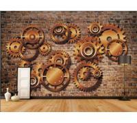 rskjdghshd Papier Peint Rétro Mur De Briques En Trois Dimensions Équipement Mécanique Thème Inspirant Bar Restaurant Occidental Fond Mural Après-midi Thé Café Papier Peint,3D,430x300cm