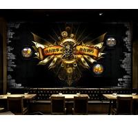 rskjdghshd Papier peint rétro mur de briques J'ai une histoire nostalgique bar décoration peinture café restaurant mural, 3D, 150x105cm