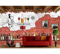rskjdghshd Papier peint rétro mur de briques nostalgie J'ai une histoire que vous avez bar à vin décoration peinture café restaurant mural, 3D, 200x140cm