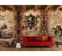 rskjdghshd Papier peint rétro mur de briques nostalgique musique rock bar peinture décorative café restaurant mural, 3D, 150x105cm