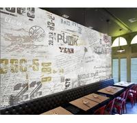 rskjdghshd Papier Peint Rétro Nostalgique Ciment Mur Anglais Journal Affiche Bar Restaurant Occidental Fond Mural Après-midi Thé Café Papier Peint,3D,300x210cm
