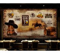 rskjdghshd Papier peint rétro nostalgique mur de briques baril décoration peinture café restaurant mural, 3D, 430x300cm