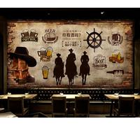 rskjdghshd Papier peint rétro nostalgique mur de briques baril décoration peinture café restaurant mural, 3D, 200x140cm